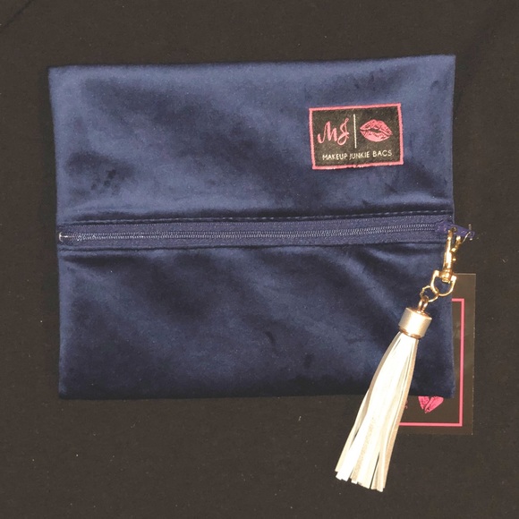 Makeup Junkie Handbags - NWT Small Cobalt (Navy) Velvet Makeup Junkie Bag